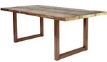 Mid.you Esstisch, Braun, Mehrfarbig, Holz, Metall, Altholz, massiv, rechteckig, Kufe,