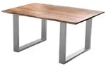 SAM Esstisch, Braun, Metall, Echtholz,Akazie, Quadratisch,Rechteckig, U-Form,