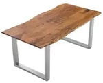 SAM Esstisch, Braun, Metall, Echtholz,Akazie, Quadratisch,Rechteckig, U-Form,
