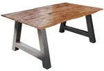 SAM Esstisch, Beige, Metall, Echtholz,Mangoholz, Quadratisch,Rechteckig, A-Form,