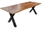 SAM Esstisch, Beige, Metall, Echtholz,Mangoholz, Quadratisch,Rechteckig, X-Form,