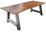 SAM Esstisch, Beige, Metall, Echtholz,Mangoholz, Quadratisch,Rechteckig, A-Form,