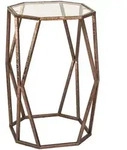 Beistelltisch, Bronze, Metall, Glas, achteckig, 37x50x37 cm, Wohnzimmer,