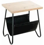 Beistelltisch, Schwarz, Eiche, Metall, Textil, Holzwerkstoff, rechteckig, Rundrohr,