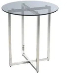 Couchtisch Ricardo, Grau, Edelstahl, Metall, Glas, rund, Flachrohr, 50x55x50 cm,