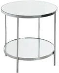 Beistelltisch, Chrom, Metall, Glas, rund, rund, 44x46x44 cm, offenes Fach,