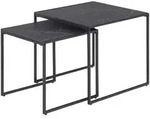 Mid.you Satztisch, Schwarz, Metall, Holzwerkstoff, 2-teilig, Marmoroptik,