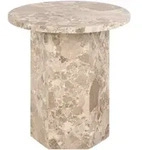 Mid.you Beistelltisch, Beige, Stein, rund, S&auml;ule, 50x50x50 cm, Wohnzimmer,