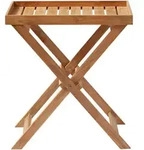 Mid.you Tabletttisch, Teak, Holz, Teakholz, rechteckig, X-Form, 40x65x60 cm,