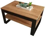 designimpex Couchtisch, Schwarz, Eiche Wotan, Holzwerkstoff, 90x50x60 cm, Wohnzimmer,