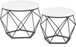 Mid.you Couchtischset, Schwarz, Wei&szlig;, Metall, Holzwerkstoff, 2-teilig, Holzoptik,