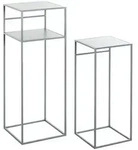 Beistelltischset, Hellgrau, Metall, 2-teilig, quadratisch, eckig,...