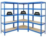 Proregal Eckregal, Blau, Metall, Rechteckig, 90x180x45 cm, Freizeit, Heimwerken,