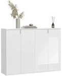 Mid.you Kommode, Wei&szlig; Hochglanz, Holzwerkstoff, 122x99x34 cm, FSC Mix, Wohnzimmer,
