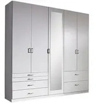 Xora Dreht&uuml;renschrank, Wei&szlig;, Glas, Holzwerkstoff, 3 F&auml;cher, 6 Schublade(n)