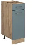 Vicco K&uuml;chenunterschrank, Blaugrau, Honigeiche, Holzwerkstoff, 1 F&auml;cher, 1