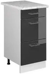 Vicco K&uuml;chenunterschrank, Schwarz Hochglanz, Wei&szlig;, Holzwerkstoff, 3 F&auml;cher, 3