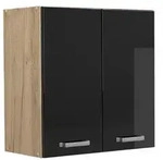 Vicco H&auml;ngeschrank, Schwarz Hochglanz, Honigeiche, Holzwerkstoff, 1 F&auml;cher,