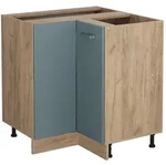 Vicco Eckunterschrank, Blaugrau, Honigeiche, Holzwerkstoff, 1 F&auml;cher,...