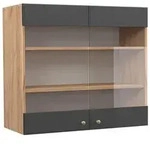 Vicco K&uuml;chenglasschrank, Anthrazit, Honigeiche, Holzwerkstoff, 2 F&auml;cher,