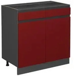 Vicco K&uuml;chenunterschrank, Rot, Anthrazit, Holzwerkstoff, 1 F&auml;cher, 2...