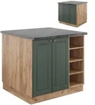 Vicco K&uuml;cheninsel, Gr&uuml;n, Honigeiche, Holzwerkstoff, Rechteckig, 90x82x82 cm,
