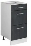 Vicco K&uuml;chenunterschrank, Schwarz, Wei&szlig;, Holzwerkstoff, 3 F&auml;cher, 3...