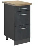 Vicco K&uuml;chenunterschrank, Schwarz, Anthrazit, Holzwerkstoff, 3 F&auml;cher, 3