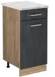 Vicco K&uuml;chenunterschrank, Schwarz, Honigeiche, Holzwerkstoff, 1 F&auml;cher, 1