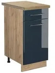 Vicco K&uuml;chenunterschrank, Dunkelblau, Honigeiche, Holzwerkstoff, 3 F&auml;cher, 1