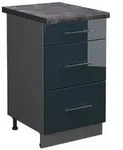 Vicco K&uuml;chenunterschrank, Dunkelblau, Anthrazit, Holzwerkstoff, 3 F&auml;cher, 3