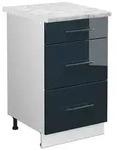 Vicco K&uuml;chenunterschrank, Dunkelblau, Wei&szlig;, Holzwerkstoff, 3 F&auml;cher, 3...