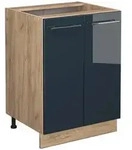 Vicco K&uuml;chenunterschrank, Dunkelblau, Honigeiche, Holzwerkstoff, 2 F&auml;cher,