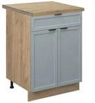 Vicco K&uuml;chenunterschrank, Hellblau, Honigeiche, Holzwerkstoff, 1 F&auml;cher, 1
