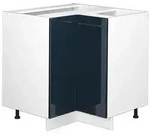 Vicco Eckunterschrank, Dunkelblau, Wei&szlig;, Holzwerkstoff, 2 F&auml;cher, Formgebogen,