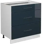 Vicco K&uuml;chenunterschrank, Dunkelblau, Wei&szlig;, Holzwerkstoff, 3 F&auml;cher, 3...