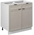 Vicco K&uuml;chenunterschrank, Grau, Wei&szlig;, Holzwerkstoff, 3 F&auml;cher, 2 Schubladen,