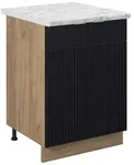 Vicco K&uuml;chenunterschrank, Schwarz, Honigeiche, Holzwerkstoff, 1 F&auml;cher,...