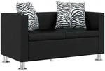 vidaXL 2-Sitzer-Sofa, Schwarz, Kunststoff, 62.5x63x120 cm, Wohnzimmer, Sofas &