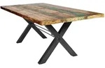 Mid.you Esstisch, Mehrfarbig, Schwarz, Holz, Metall, Altholz, massiv, rechteckig,