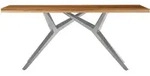 Mid.you Esstisch, Natur, Silber, Holz, Metall, Teakholz, massiv, rechteckig, Y-Form,