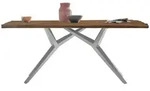Mid.you Esstisch, Natur, Silber, Holz, Metall, Teakholz, massiv, rechteckig, Y-Form,