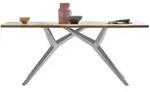 Mid.you Esstisch, Natur, Silber, Holz, Metall, Akazie, massiv, rechteckig, Y-Form,