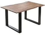 SAM Esstisch, Beige, Metall, Echtholz,Akazie, Quadratisch,Rechteckig, U-Form,