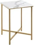 Beistelltisch, Gold, Metall, Holzwerkstoff, Marmoroptik, quadratisch, eckig,...