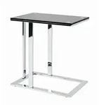 Beistelltisch, Schwarz, Chrom, Metall, Glas, rechteckig, Flachrohr, 37x58x54 cm,
