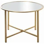 Couchtisch Lagos, Gold, Metall, Glas, rund, eckig, X-Form, 60x45x60 cm, einfacher