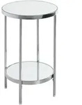 Beistelltisch, Chrom, Metall, Glas, rund, rund, 28x46x28 cm, Wohnzimmer,