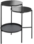 Beistelltisch, Schwarz, Metall, Glas, rund, Rundrohr, 39x71x56 cm, gastro- und