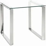 Beistelltisch, Edelstahl, Metall, Glas, quadratisch, Kufe, 55x55x55 cm, Wohnzimmer,